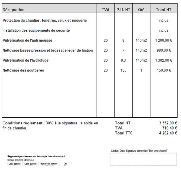 devis démoussage toiture